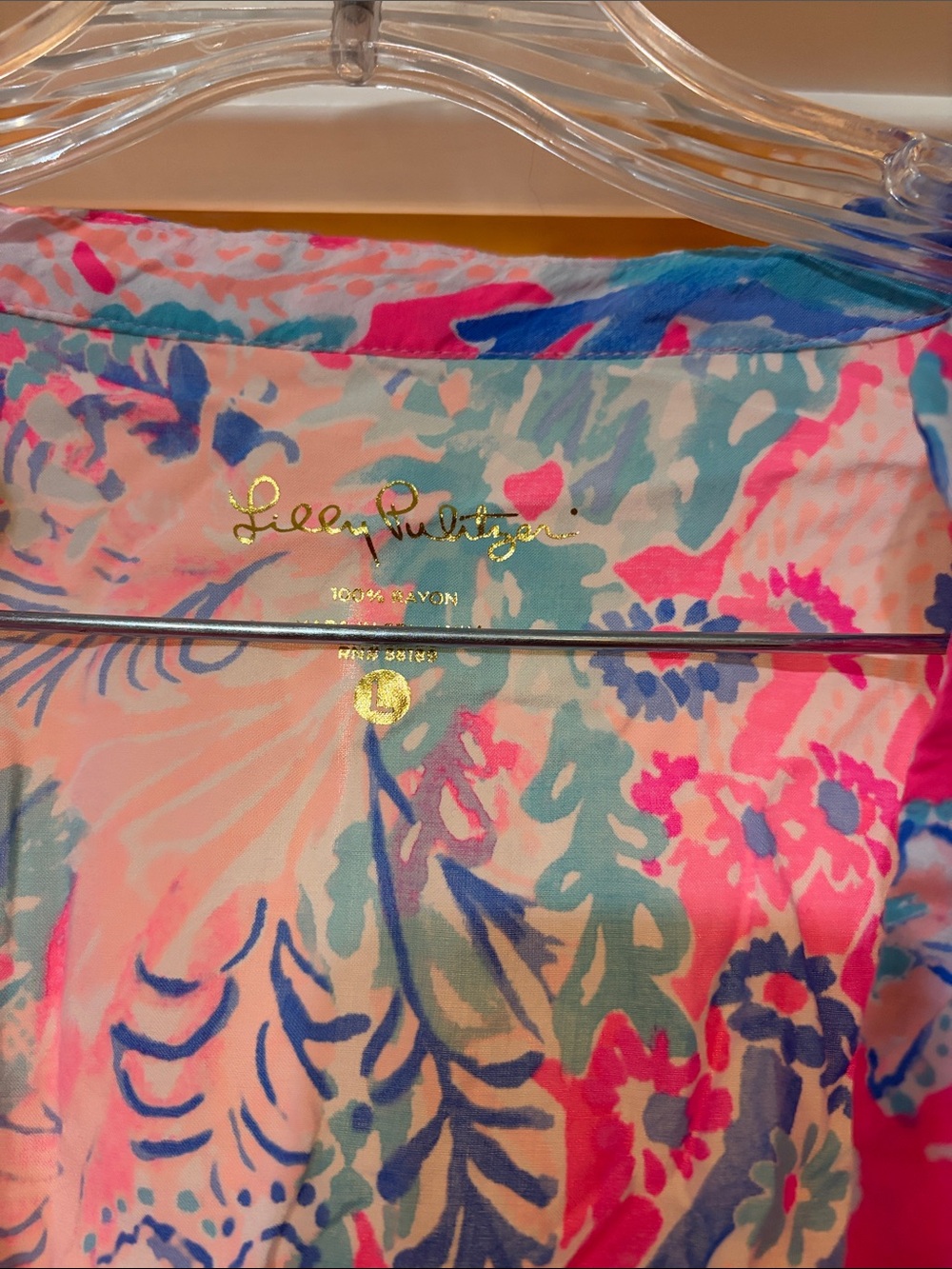 Lilly Pulitzer Floral Pink & Blue Women's Tunic Top - Picture 2 of 2